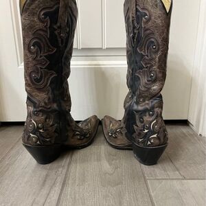 Corral Boots LD Black/BrownTall Top Inlay& Studs